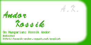 andor kossik business card